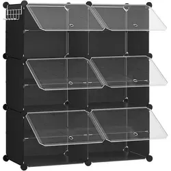 HOOBRO Schuhregal mit 6 Fächern und Tür für 24 Paar Schuhe - Praktisches Schuhregal für bis zu 24 Paar Schuhe, platzsparend und ideal für Flur oder Schlafzimmer. Aus robustem Metallrahmen und leicht zu reinigenden Kunststoffplatten gefertigt, mit belüfteten Türen für optimale Luftzirkulation.