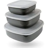 Bestgoodies Vorratsdosen 3er Set Eckig Grau