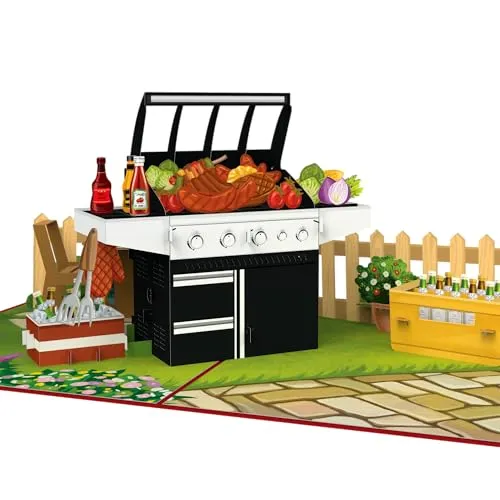papercrush® Pop Up Karte Grill - Lustige 3D Geburtstagskarte mit Mini Gasgrill für Mann, Onkel & Freund, Geldgeschenk für Grillen, Einladung für Grillparty oder Grillabend, Vatertagskarte für Papa