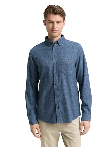 TOM TAILOR Herren 1048429 Hemd, 38926-Light Blue Grindle Structure, M