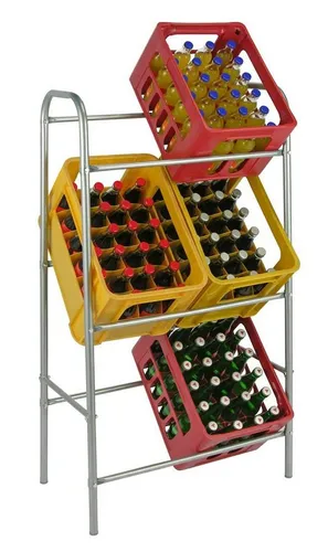 Spetebo Getränkekistenregal aus Metall - 6 Kisten Kapazität - Aufbewahrungsbehälter ohne Deckel, stabil aus lackiertem Stahlrohr, ideal für Ordnung von Getränkekisten und Universalboxen, inklusive Wandhalterung.