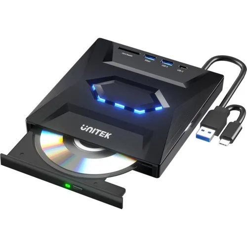 Produktbild Unitek Externes DVD/CD-Laufwerk mit USB-Hub und SD-Kartenleser (T1037A01)