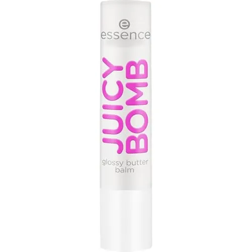 essence JUICY BOMB glossy butter balm, Lippenbalsam, Nr. 06, Transparent, natürlich, glänzend, strahlend frisch, vegan, ohne Parabene, ohne Mikroplastikpartikel, Nanopartikel frei, 1er Pack (2.5g)