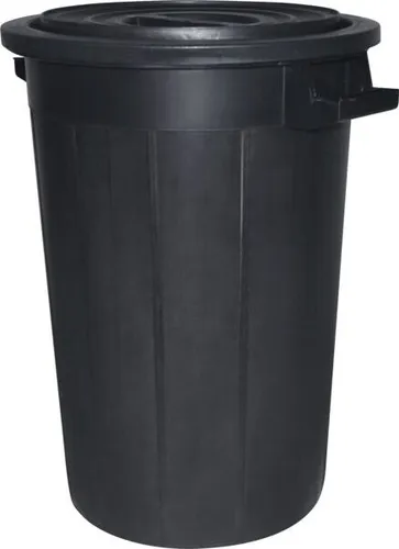 Mülltonne 75 Liter Kunststoff schwarz mit Deckel und 2 Griffen
