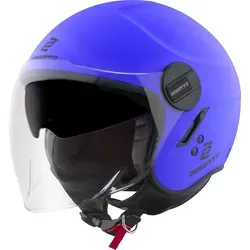 Bogotto H595-1 SPN Jethelm in Blau, Größe M - Hochwertiger Jethelm mit thermoplastischer Außenschale und integriertem Sonnenvisier. Ideal für stilvolle Fahrten auf dem Motorrad. Perfekte Passform für Männer.