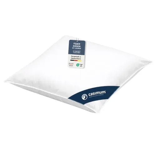 casimum Daunenkissen 80x80 cm, Luxus Kopfkissen, Made in Germany