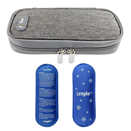 MaBanocota Insulin-Kühlbox, Diabetiker-Reisekoffer-Kühltasche mit 2 wiederverwendbare Kühlakkus für Insulin-Pen und Zubehör (Grau)