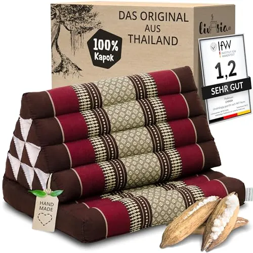 livasia Sitzsack Thaikissen 1 Auflage, vegan und handgefertigt - Sitzsäcke für Zuhause und unterwegs mit natürlicher Kapokfüllung, wasserabweisend und ideal für Entspannung und Meditation.