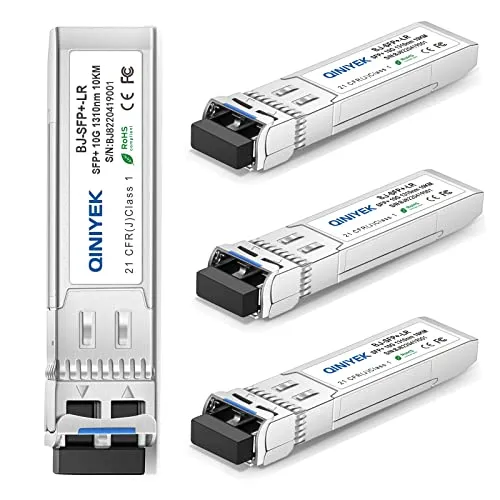 QINIYEK (4er Pack 10GBase-LR SFP+ Transceiver, 10G Singlemode SFP+ LC-Modul für Cisco SFP-10G-LR, Ubiquiti UF-SM-10G, Meraki MA-SFP-10GB-LR, Mikrotik, Supermicro, Netgear(SMF,1310nm,10km,DDM)