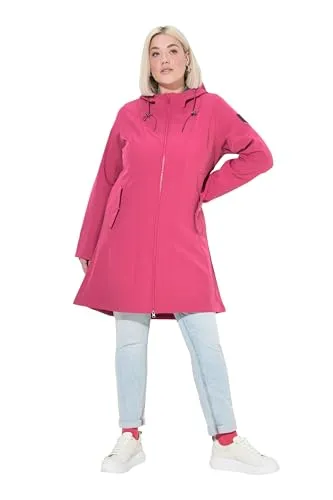 Ulla Popken Damen Plus Size HYPRAR Softshelljacke granatpink 46+, wasserabweisend - Moderne Softshelljacke für große Größen, winddicht und atmungsaktiv. Mit praktischen Klappentaschen und weicher Fleece-Innenseite für optimalen Tragekomfort.