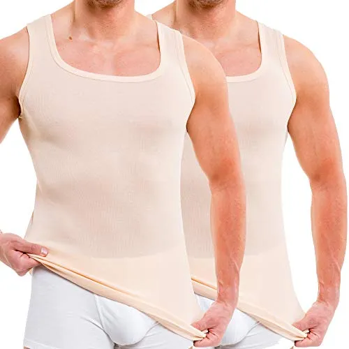 HERMKO 16025 2er Pack Herren Unterhemd aus Baumwolle/Modal, Größe:D 8 = EU XXL, Farbe:Cream