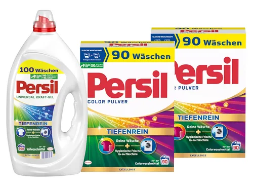 PERSIL Kraft-Gel 100 WL Universal 1x 4,5l & Pulver 2x 90 WL Color 2x 5,4kg