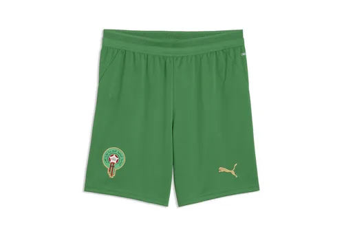 PUMA Sporthose Marokko Shorts für Jugendliche in Beige/Grün (Größe 152) - Bequeme Sporthose für Fußballbegeisterte, aus hochwertigem Polyester, ideal für den aktiven Einsatz. Pflegeleicht und im stylischen Design für den perfekten Look auf und neben dem Platz.