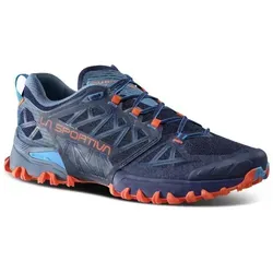 La Sportiva Bushido III Deep Sea/Cherry Tomato (44,5) - Offroad Laufschuh - Laufschuhe für Offroad, griffig und stabil mit verbesserter Atmungsaktivität. Ideal für Skyraces und unwegsames Terrain.
