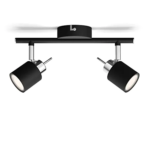 Philips Meranti Deckenspots (35 W), elegante Deckenleuchte mit 2 flexiblen Spots, GU10 Leuchte ohne Leuchtmittel, schwarz