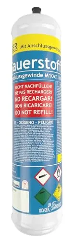 WELDINGER 1L Einweg Sauerstoffflasche passend für Rothenberger (Roxy Kit Plus)