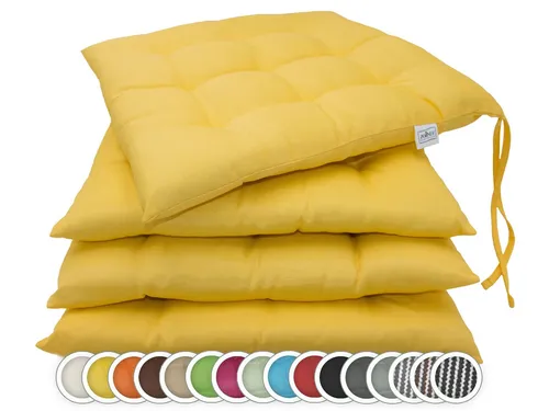 ZOLLNER Stuhlkissen 40x40 cm, gelb mit Bindebändern in gelb von Zollner