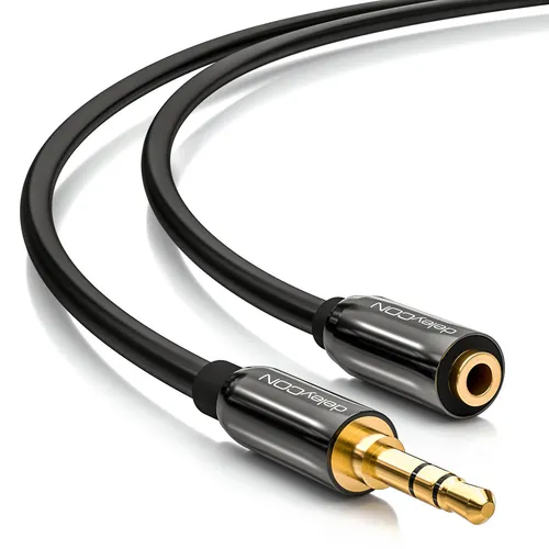 deleyCON PREMIUM HQ Stereo Audio Klinken Kabel / 3,5mm Stecker zu Buchse [15m]