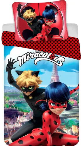 Jerry Fabrics Miraculous Ladybug und Cat Noir Kinderbettwäsche - Bettwäsche-Set aus 100% Baumwolle mit traumhaftem Ladybug- und Cat Noir-Motiv. Ideal für Kinderzimmer, sorgt das ganze Jahr über für tollen Schlafkomfort.