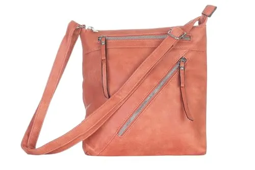 simaranda Handtasche Damen moderne Schultertasche Umhängetasche mit Reißverschluss Shopper Beutel mit verstellbaren Riemen 20205 (Orange)