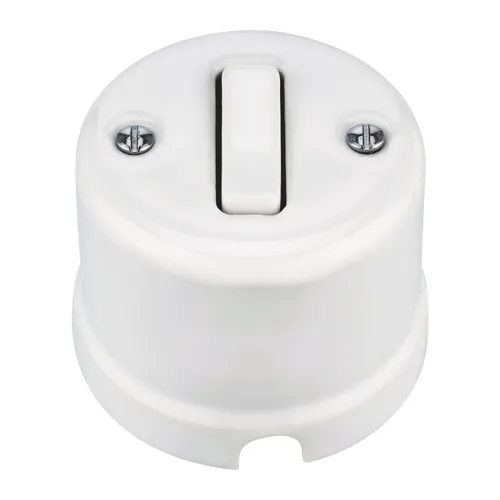 Aufputz Porzellan Retro Taster I QR1 weiß