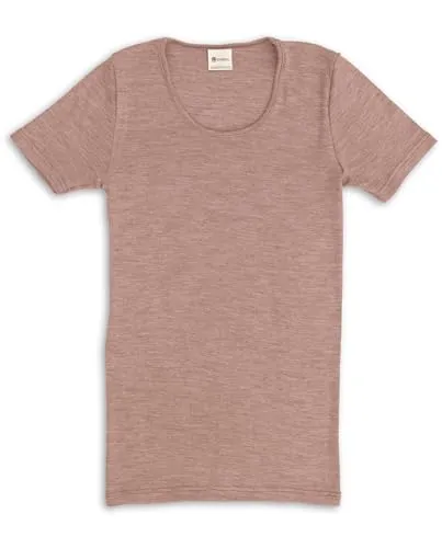 Engel Natur, Damen Unterhemd Kurzarm, 70% Wolle (kbT), 30% Seide (DustyRose, 42-44)