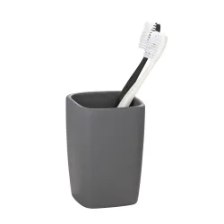 Wenko-Wenselaar GmbH & Co. KG WENKO Zahnputzbecher Faro Grey, aus Keramik, Moderner Zahnbecher zur Aufbewahrung von Zahnbürsten und Zahnpasta, 1 Stück 20019100