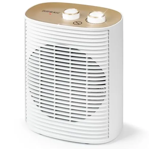 Duronic HV32 WE Heizlüfter, 2000 Watt Elektroheizung für Steckdose, kleine Mini Heizung als Fußwärmer, Elektroheizkörper mit 2 Stufen, Kaltfunktion