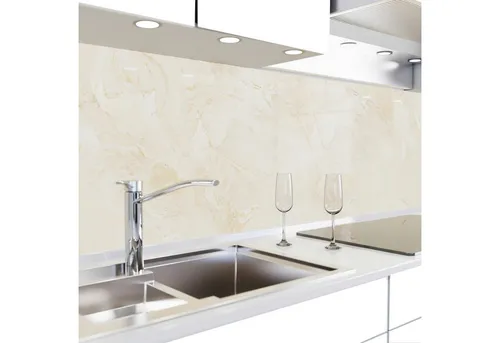 danario Küchenrückwand selbstklebend - Marmor Beige - Küchenrückwand aus mattierter, hitzebeständiger PET-Folie, selbstklebend und zuschneidbar für individuelle Anpassungen. Ideal als Spritzschutz für Fliesen und Wände.