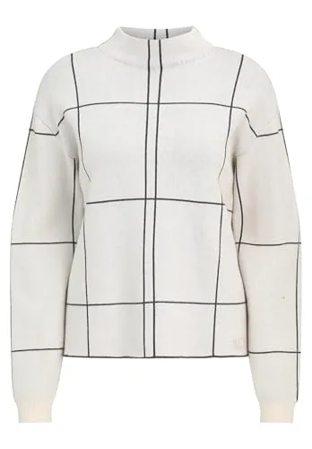 Betty Barclay Damen Strickpullover kariert 36, Patch Beige/Grey