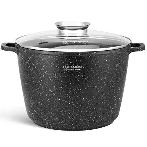 EB-8132 Hitzebeständiger Marmortopf 10 L - Induktionsgeeignet - Robuster 10 L Marmortopf aus leichtem Aluminium mit hochwertiger Antihaftbeschichtung. Ideal für alle Herdarten, inklusive Induktion. Perfekt für schmackhafte und saftige Gerichte.