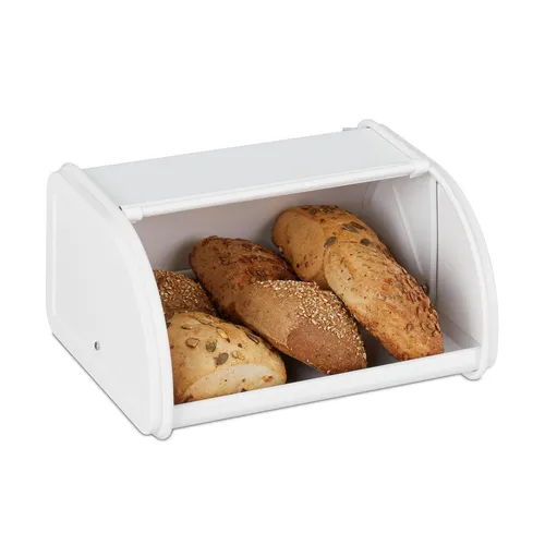 Retro Brotbox Rollbrotkasten pulverbeschichtet - Praktischer Brotkasten aus pulverbeschichtetem Stahl, der Ihr Brot frisch hält. Mit kompakten Abmessungen von 26 x 21 x 13,5 cm ideal für jede Küche.