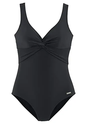 Badeanzug LASCANA für Damen, Gr. 38, Cup C, schwarz - Bademode mit Shaping-Einsatz vorn für eine figurschmeichelnde Silhouette. In modischer Optik mit Raffungen und Softcups für optimalen Tragekomfort. Ein Topseller für den Sommer!