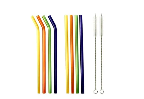 LA VAGUE Trinkhalme SMOOTHIE PARTY - Wiederverwendbare Glastrinkhalme - Strohhalme aus hochwertigem Borosilikatglas, elegant und umweltfreundlich, ideal für stylische Drinks und leicht zu reinigen.