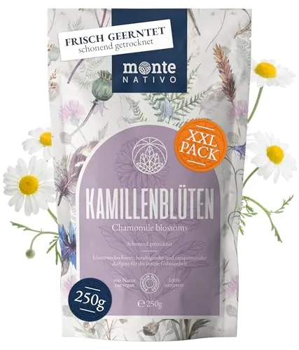 Kamillentee lose Monte Nativo (250g) - Kamillenblüten getrocknet - 100% natürlich und ohne Zusatzstoffe - Aromatischer Kräutertee für einen köstlichen Aufguss