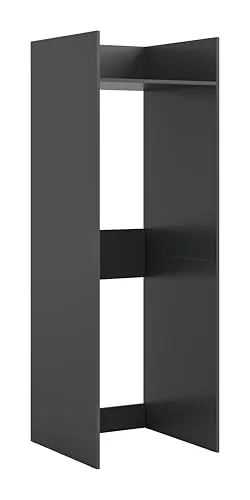 xonox.home Waschmaschinenschrank Free – 66x195x62 cm in anthrazit - Hoch- & Midischränke fürs Bad: Moderner Waschmaschinenschrank mit zusätzlichem Klappenfach für optimalen Stauraum und Organisation in Bad oder Waschküche.
