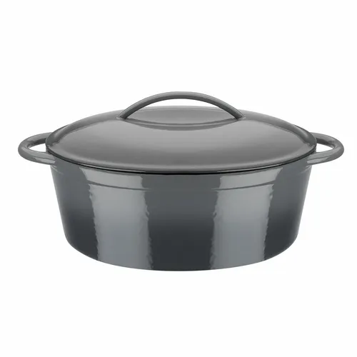 GSW 716338 Grey Shadow Bräter oval, Gusseisen - 33 x 25 cm - Pfannen und Bräter, vielseitig einsetzbar zum Braten, Schmoren und Dünsten, mit optimaler Wärmeverteilung und robustem Gusseisen für lebenslangen Gebrauch.