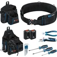 Bosch Professional Combo Kit: Werkzeuggürtel + Handwerkzeug-Set - Werkzeug-Sets mit praktischer Werkzeugaufbewahrung und einfachem Zugriff. Enthält 6 professionelle Handwerkzeuge für Baustellen und Werkstatt. Ideal für Handwerker und DIY-Enthusiasten.