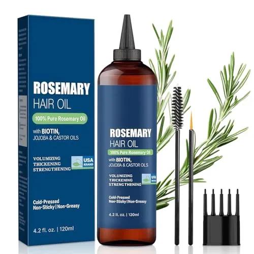 120ml Rosmarinöl Haare,Nährendes Haaröl,Stärkt die Haarwurzeln,dicker und voller erscheinen,Kopfhautpflege,Geeignet für spärliches Haar,für Männer und Frauen geeignet