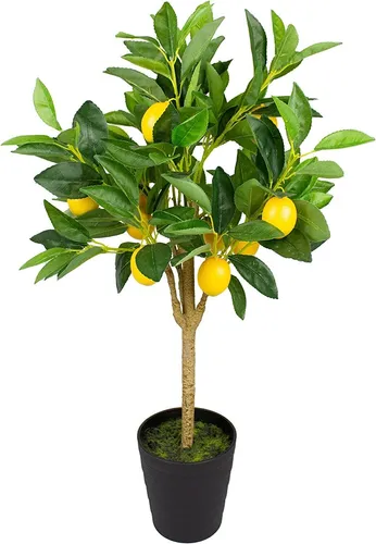 mucplants künstlicher Zitronenbaum 70cm mit 12 Zitronen getopft Topfpflanze
