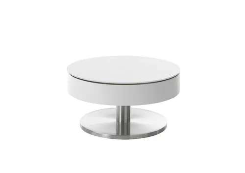 SUVA Couchtisch mit Stauraumfach, Weiß, Glas/Metall/MDF von freiraum