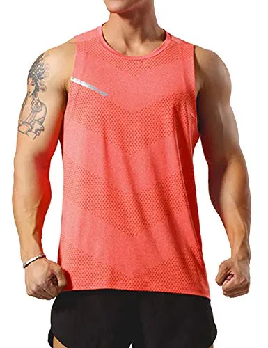 GYMAPE Herren Sportlich Trainieren Tanktops Ärmellos Muskel Laufshirts Ausbildung Schnelltrocknend Fitnessstudio Aktive Kleidung Orange XL