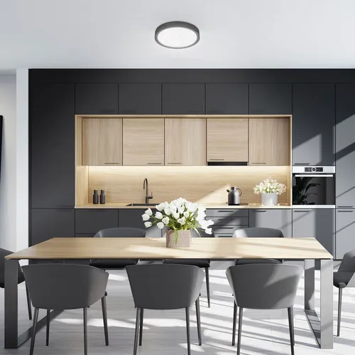 Deckenlampe Ø25 cm - 12W, 1200lm, LED, Sternenhimmel, neutralweiß, schwarz