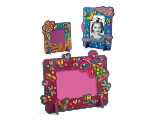 DJECO Kreativset DIY Mosaik-Bilderrahmen Feen Bastelset für Kinder ab 5 Jahren