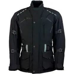 roleff Motorradjacke RO 1512 - Schwarz XL - Motorradjacke aus 100% Polyester, wasserdicht und winddicht. Mit 8 Taschen, 4 Belüftungslöchern und Sicherheitsstreifen für optimale Sicherheit und Komfort.