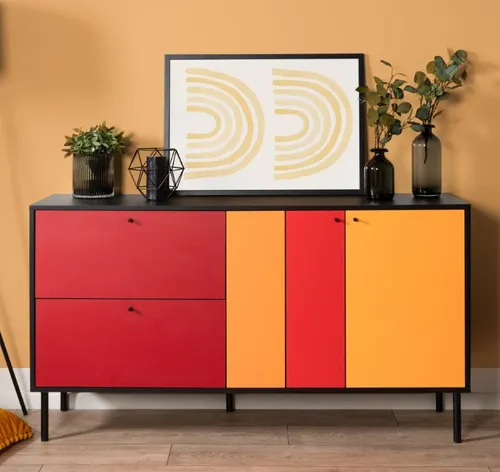 DEINE TANTE EMMA 003224 Lucca 51A Multi Color Schwarz Sideboard - Kommode in Multicolor, ideal als Beistell- oder Wäschekommode mit viel Stauraum. Maße: ca. 145 x 81 x 40 cm, neu und originalverpackt.