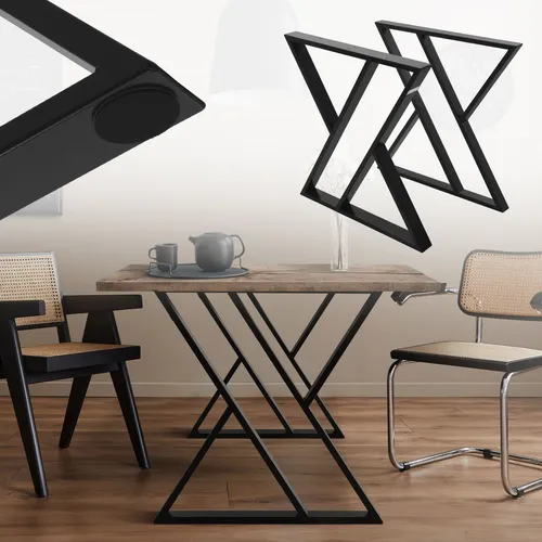 ML-Design Tischbeine 69xH72cm - X-Form aus pulverbeschichtetem Stahl, Schwarz - Möbelfüße im angesagten Industrial-Design, ideal für DIY-Projekte und vielseitig einsetzbar als Tischuntergestell für Esstische oder Schreibtische.