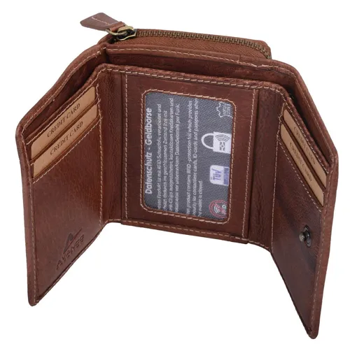 GlücksNugget Geldbörse Damen Leder Portemonnaie, cognac, dunkel - Elegante Geldbörse aus hochwertigem Leder mit 8 Kreditkartenfächern und 2 Reißverschlussfächern. Perfekt für die stilvolle Aufbewahrung Ihrer Wertsachen im Alltag.