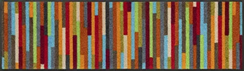 wash+dry Fußmatte Mikado Stripes 35x120cm - Hochwertige Fußmatte für Innenbereiche, waschbar bis 60 Grad, rutschfest und trittschalldämmend – ideal für Allergiker und Tierbesitzer.