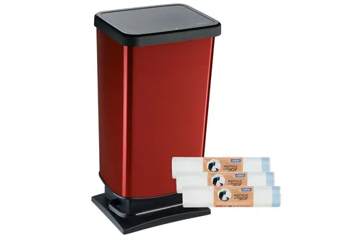 Rotho 2er Set Mülleimer 40L Paso in rot von Rotho